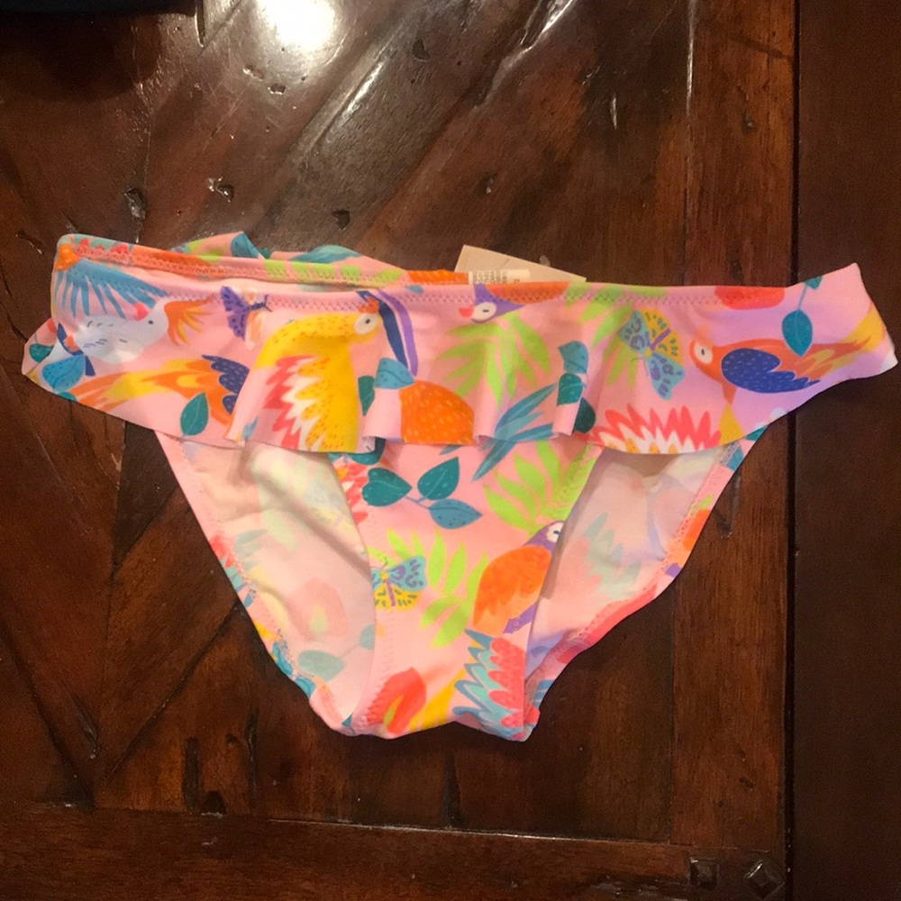 Zara girls Sz 13-14 tropical bird bikini bottoms NWT